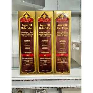 3 Pack One 'n Only Argan Oil Permanent Hair Color 3RV Dark Red Violet Brown 3oz